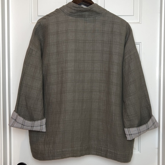 Eileen Fisher Cardigan Kimono Organic Cotton and Linen Medium Taupe - Picture 10 of 13